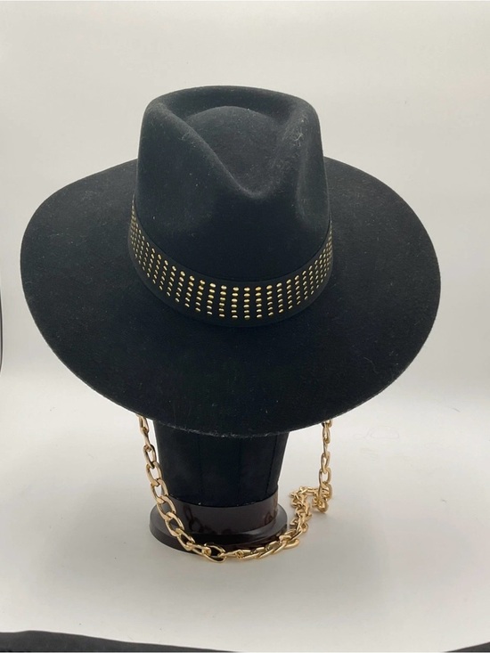 Free People ASN Hat Studded Chain Felt Hat , Floral Interior Lining, size small main image 5